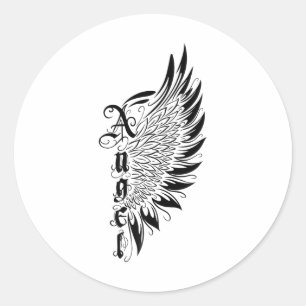 Valentines Day Angel With Wings Tattoo Style Symbo Classic Round Sticker