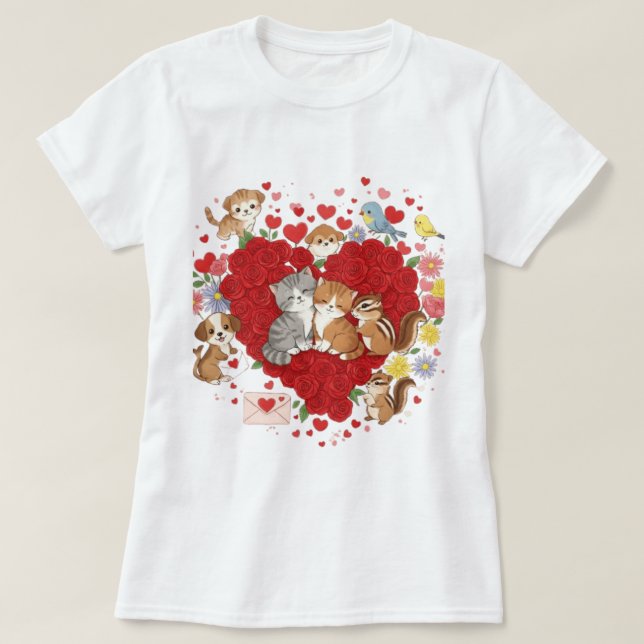 Valentine's Day Animal Love" T-Shirt (Design Front)