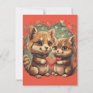 Valentines day animals in love RSVP card