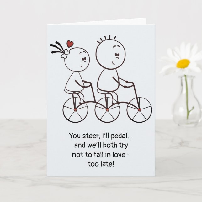 Valentine's Day Anniversary Cute Fun Doodle Folded Card (Small Plant)