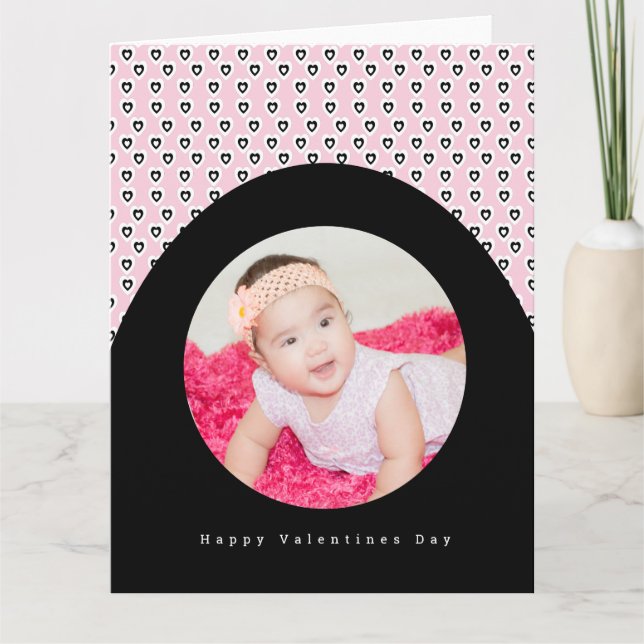 Valentines Day Arch Mini Hearts Pattern Photo Card (Front)