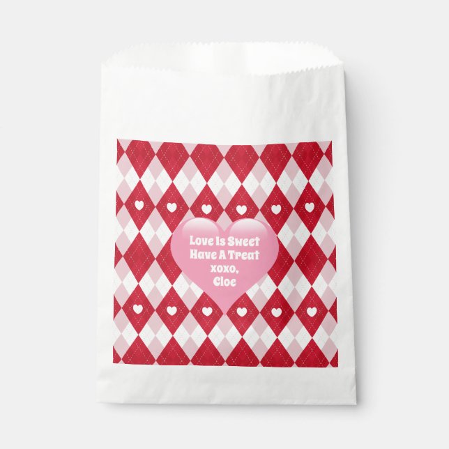 Valentine's Day Argyle Favour Bag (Front)