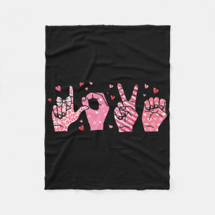 Valentine's Day Asl Sign Language Special Educatio Fleece Blanket