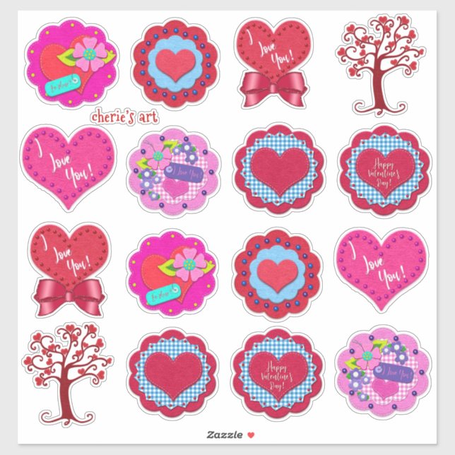 Valentine's Day Assorted Adorable Felt Look  (Sheet)