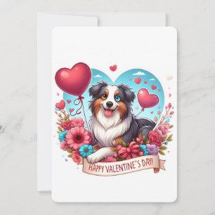 Valentine's Day - Australian Shepherd 3 - Holiday Card
