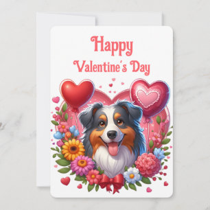 Valentine's Day - Australian Shepherd 6 - Holiday Card