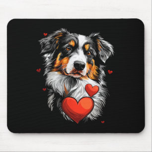 Valentine's Day Australian Shepherd Dog Mouse Pad