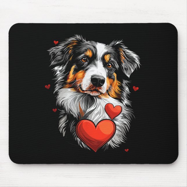Valentine's Day Australian Shepherd Dog  Mouse Pad (Front)