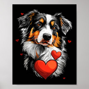 Valentine's Day Australian Shepherd Dog Poster