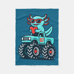 Valentine's Day Axolotl 67 Meme Graphic Art Fleece Blanket