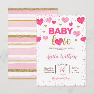 Valentines Day Baby Love Shower Invitation