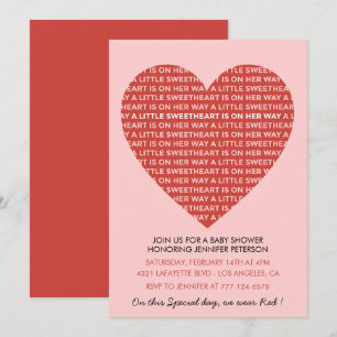 Valentines day baby shower Pink Red Big Heart Invitation
