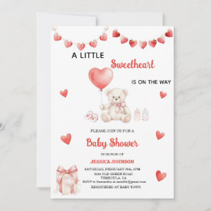 Valentine's Day Baby Shower Teddy Bear Hearts  Invitation