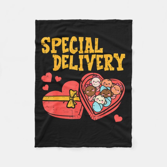 Valentines Day Baby Special Labor Delivery Nurse W Fleece Blanket (Front)