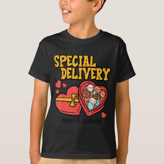 Valentines Day Baby Special Labor Delivery Nurse W T-Shirt (Front)