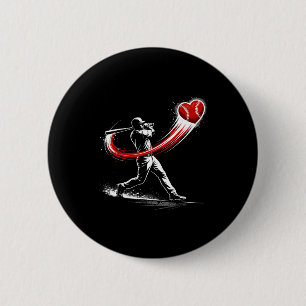 Valentines day baseball batter silhouette heart  2 inch round button