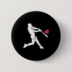 Valentines Day Baseball Batter Silhouette Heart Me 2 Inch Round Button