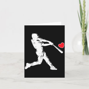 Valentines Day Baseball Batter Silhouette Heart Me Card