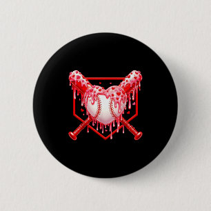 Valentines Day Baseball Boys Ice Cream Drip Heart 2 Inch Round Button