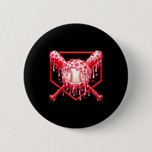 Valentines Day Baseball Boys Ice Cream Drip Heart  2 Inch Round Button