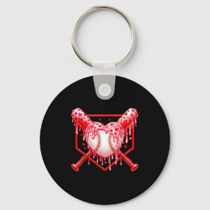 Valentines Day Baseball Boys Ice Cream Drip Heart Keychain