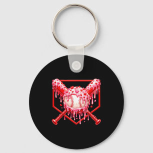 Valentines Day Baseball Boys Ice Cream Drip Heart  Keychain