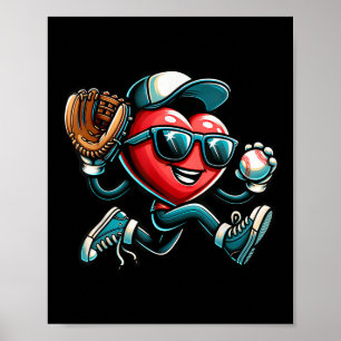 Valentines Day Baseball Boys Kids Funny  Poster