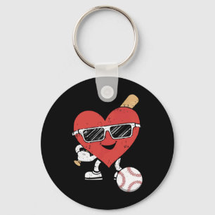 Valentines Day Baseball Cute Sports Men Boys Kids Keychain