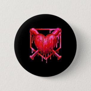 Valentines Day Baseball Funny Red Heart Dab Boys G 2 Inch Round Button