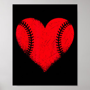 Valentines Day Baseball Heart Sport Boys Teens Gir Poster