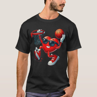 Valentines Day Basketball Funny Red Heart Love T-Shirt