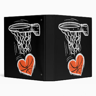 Valentines Day Basketball Heart Men Women Girls Ki Binder