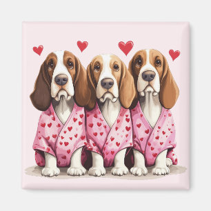 Valentines Day Basset Hound Dogs Magnet