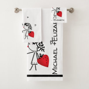 Valentine's day bath towel set