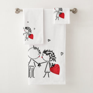 Valentine's day bath towel set