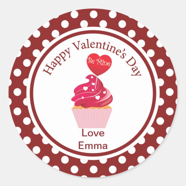 Valentine's Day "Be Mine" Cupcake Stickers (Front)