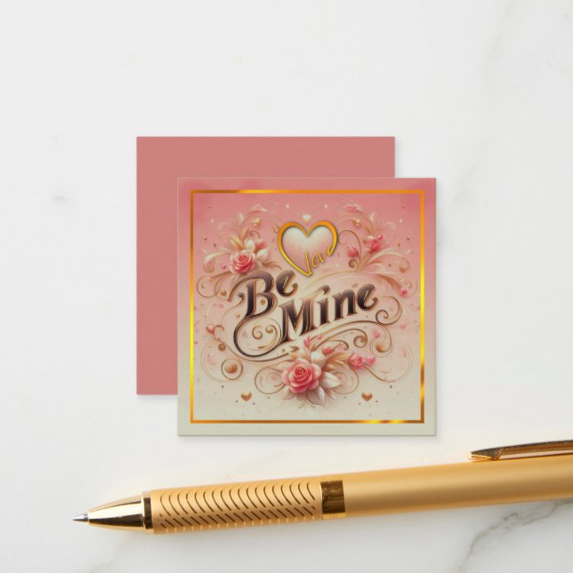 Valentine's Day Be Mine Design with Heart, Quote Enclosure Card (Front/Back In Situ)