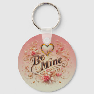 Valentine's Day Be Mine Design with Heart, Quote Keychain