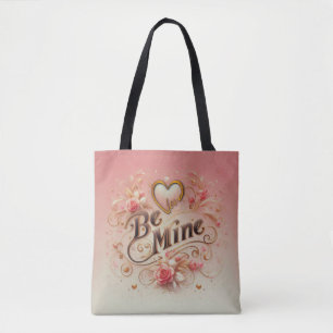 Valentine's Day Be Mine Design with Heart, Quote Tote Bag