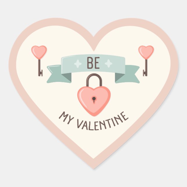 Valentines day - Be my valentine Heart Sticker (Front)