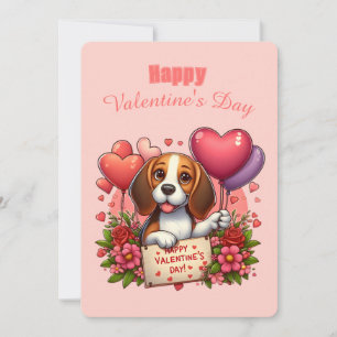 Valentine's Day - Beagle 3 - Holiday Card