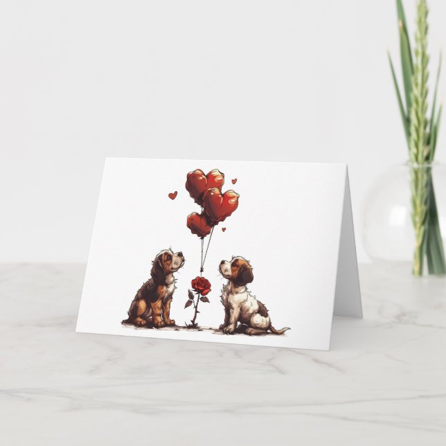 Valentines Day Beagle Dogs Holiday Card (Front)