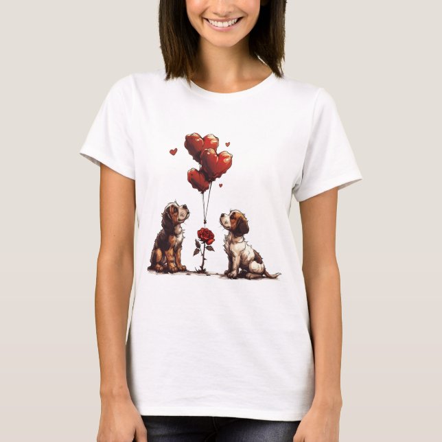 Valentines Day Beagle Dogs T-Shirt (Front)