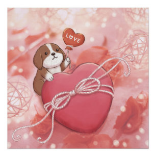 Valentine's Day: Beagle, Heart & Lights Poster
