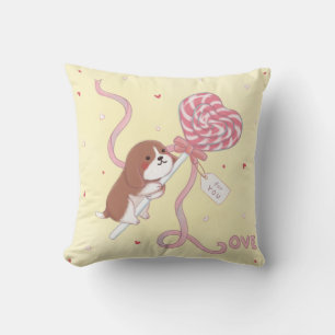 Valentine's Day: Beagle & Lollipop Throw Pillow