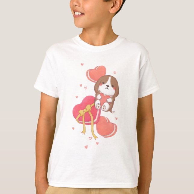 Valentine's Day: Beagle & Macarons T-Shirt (Front)