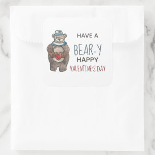 Valentine's Day Bear Square Sticker