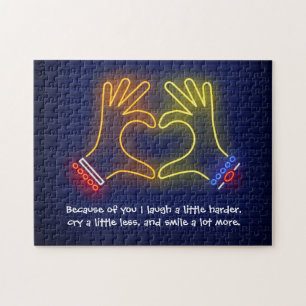 Valentine's Day because of you neon Jigsaw Puzzle