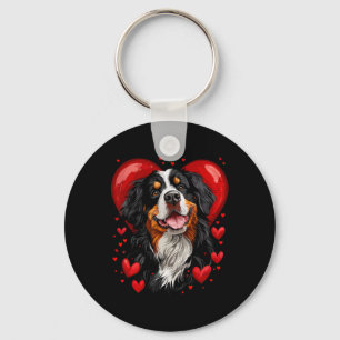Valentine's Day Bernese Mountain Dog Keychain