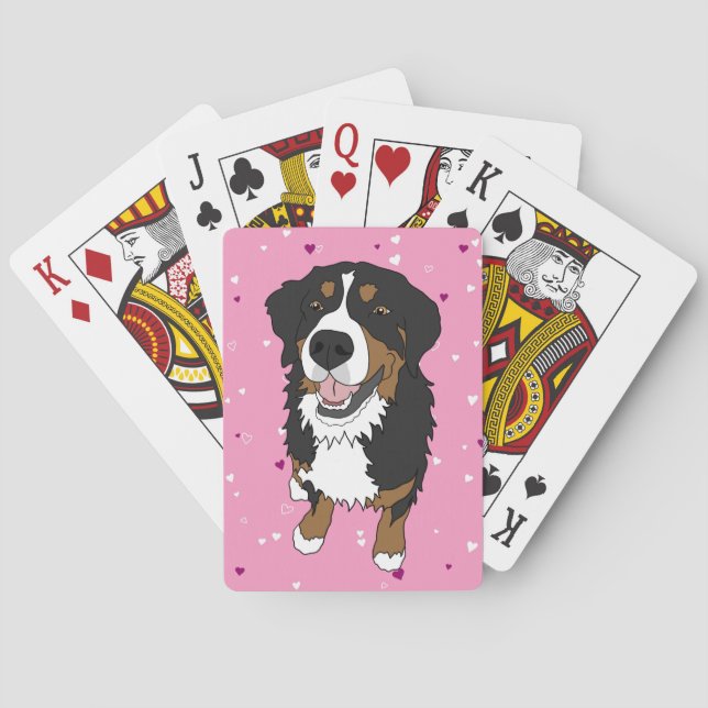 Valentines Day Bernese Mountain Dog  Playing Cards (Back)